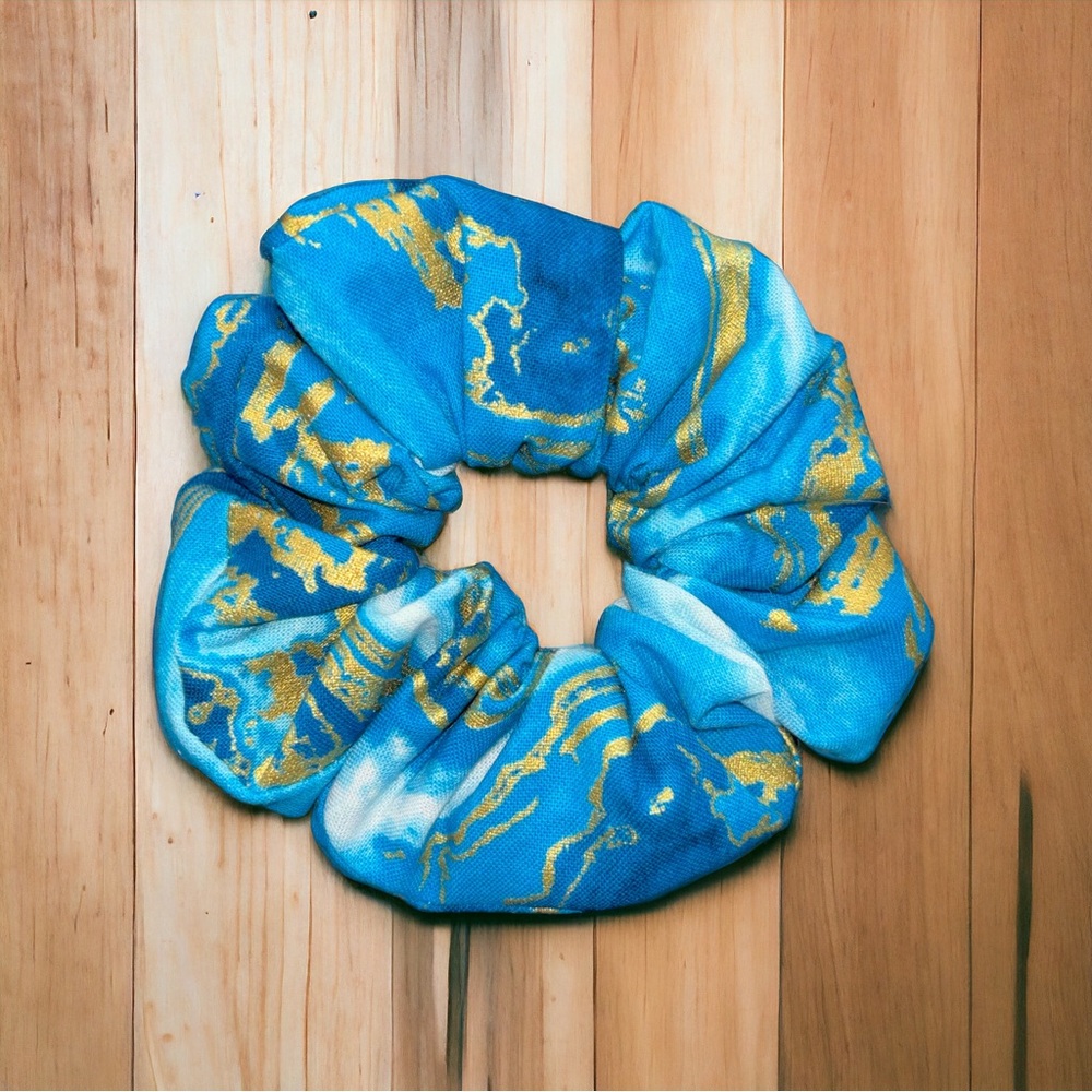 Blue and Gold Scrunchie